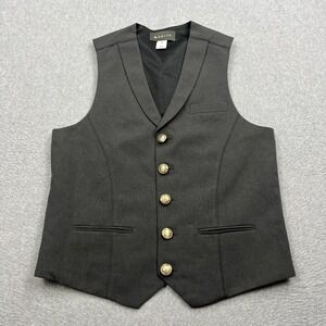 Delta Vest Mens 38 Dark Charcoal Gray Lapel Button Front Lined Attendant Uniform